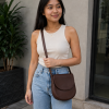 Vegan Leather Hanbun Sling Bag (Chestnut)
