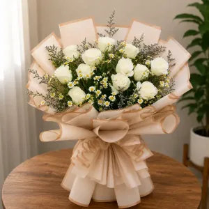 Elegant White Rose Harmony Bouquet