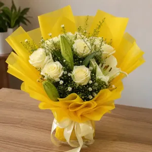 White Roses & Lilies Sunshine Bouquet Philippines gf