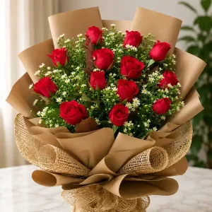 12 Red Roses Delivery Philippines | Roses & Aster Bouquet