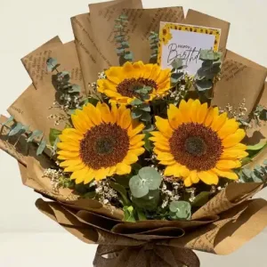 3 Sunflower & Eucalyptus Bouquet | Davao, Philippines