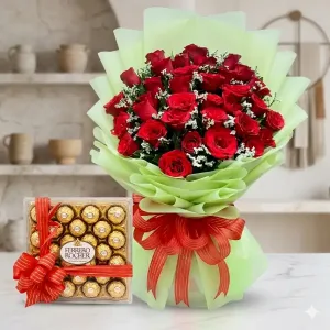 36 Beautiful Red Roses & 36 Ferrero Chocolate Bouquet | Philippines