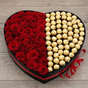 red roses and ferrero rocher