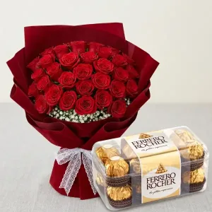roses and ferrero rocher bouquet