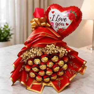 Ferrero Chocolate Bouquet with I Love You Balloon | Philippines