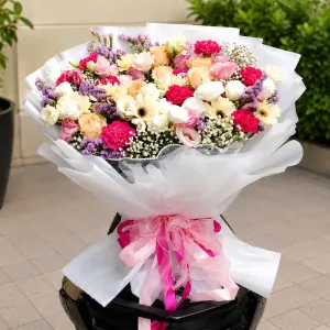Pastel Mixed Flower Bouquet Philippines – Pink, Peach & White Flowers