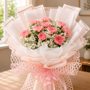 Pink Carnation and Daisy Flower Bouquet Philippines | Elegant Fresh