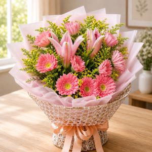 Pink Lily & Gerbera Flower Bouquet Philippines