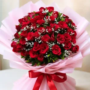 Red Rose Bouquet with Baby’s Breath Philippines – Romantic Flower Gift