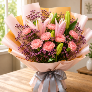 Stargazer and Carnation Bouquet Philippines | Elegant Fresh Flower Arrangement