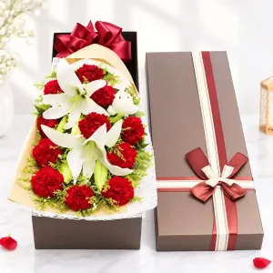 Love Note Red Carnations Bouquet with Teddy | Philippines