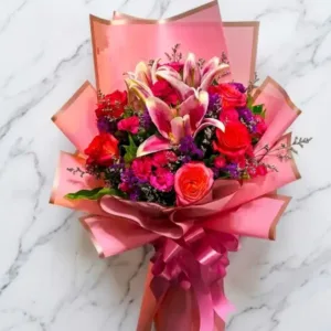 Luxury Pink Lily & Red Rose Bouquet | Philippines