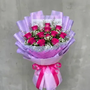 One Dozen Pink Roses Bouquet | Cebu