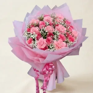 One Dozen Pink Roses & Carnations Bouquet | Cebu