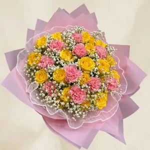 One Dozen Yellow Roses & Carnations Bouquet | Cebu