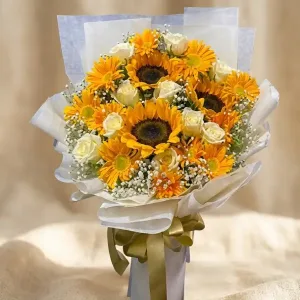 Sunflower, Roses & Gelbera - Bouquet Cebu