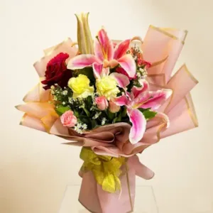 Vibrant Pink Stargazer Lily & Mixed Rose Bouquet | Philippines