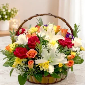 Mixed Lily W Rose Flower Basket Arrangement | Philippines