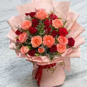 Two Dozen Red & Orange Roses Bouquet | Philippines